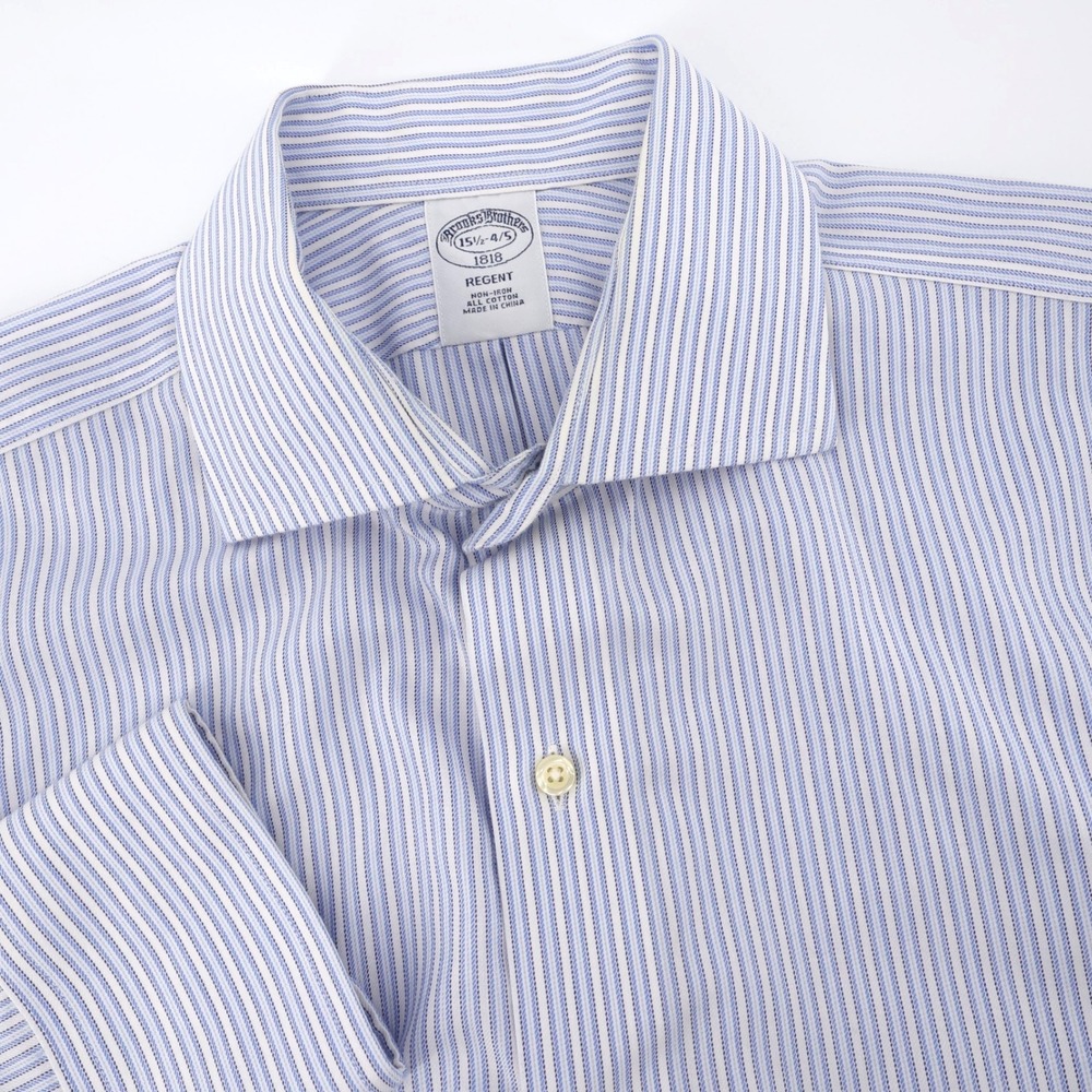 Brooks Brothers Regent Non-Iron Striped Dress Shirt Blue Long Sleeve Mens 15.5 M